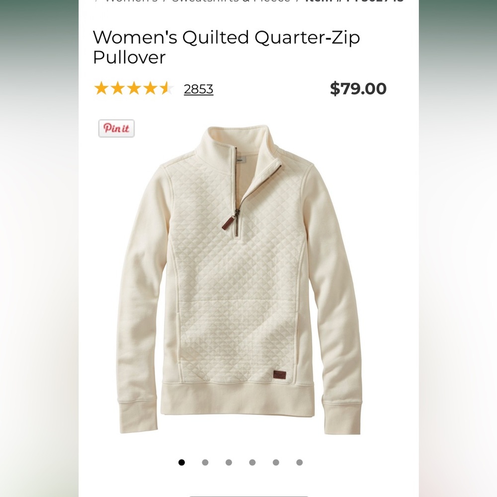 LL Bean Quilted Quarter Zip Pullover